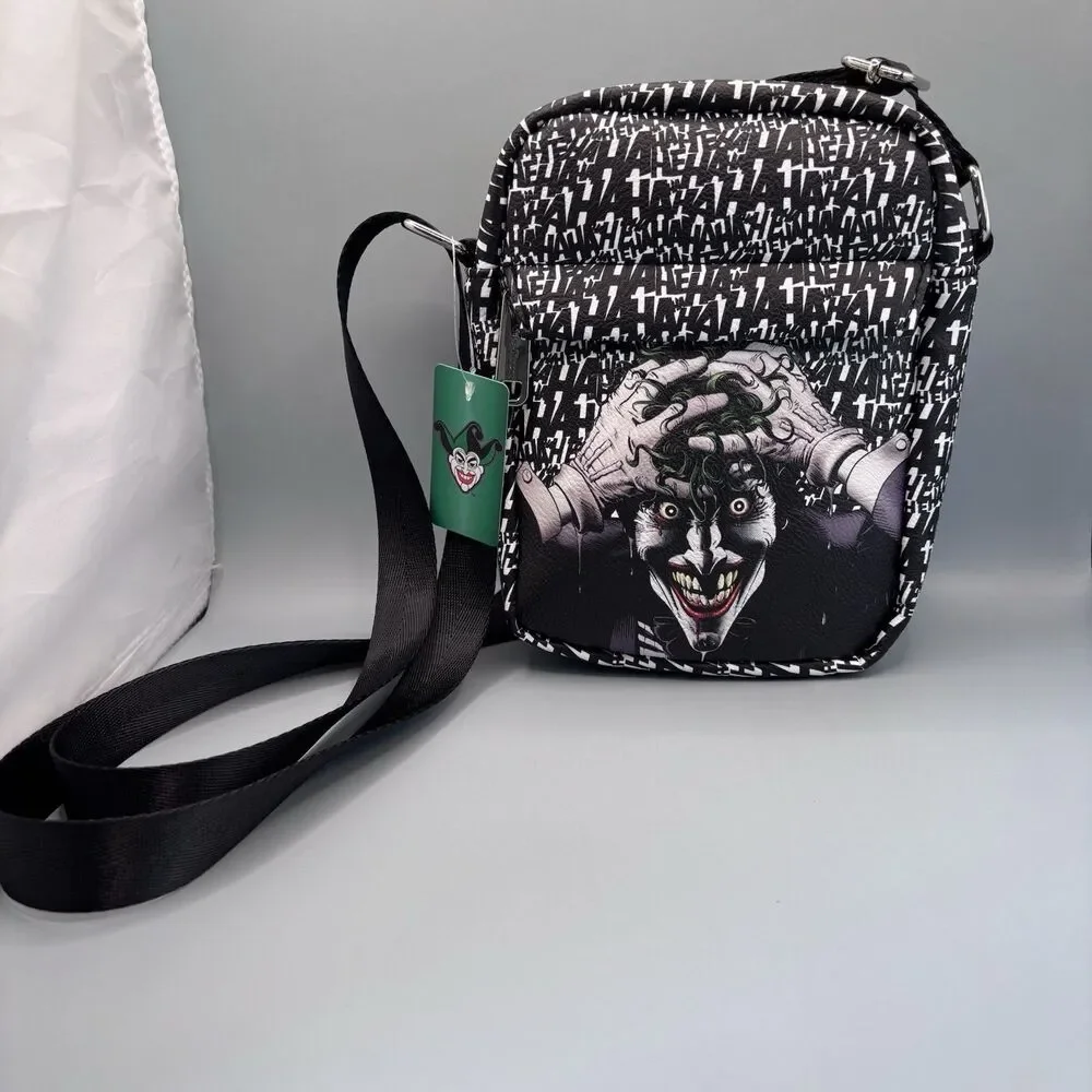 DC Comics the Joker Buckle-Down Crossbody Bag Purse Evil Laughing Black Comic Co